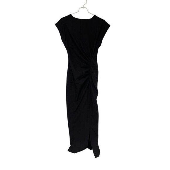 Massimo Dutti Womens Midi Dress XS Brown Gathered Detail Slit 9225/952 NWT - Picture 3 of 16